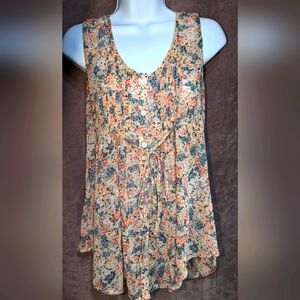 American Rag Floral Chiffon Sleeveless Swing Top